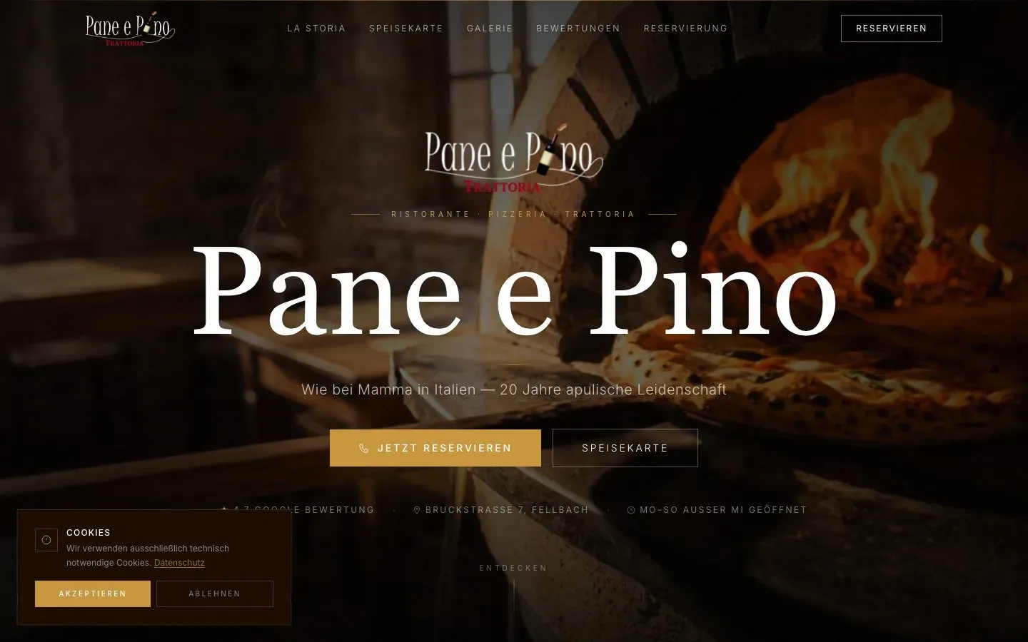 Trattoria Pane e Pino – Website Screenshot