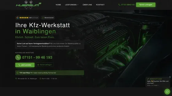Hubraum KFZ Webdesign Waiblingen