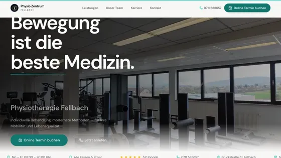 Physio Zentrum Fellbach, Webdesign-Referenzprojekt von Ferry Emirer